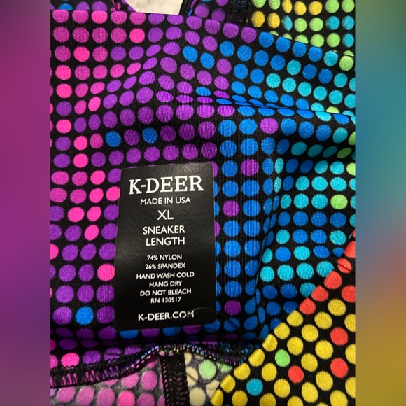 K-DEER Disco Dot Rainbow Athletic Leggings - Picture 7 of 8